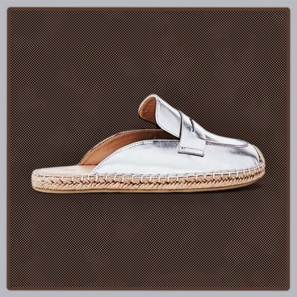 JustFab Ailana Flat Mule Metallic Slip-On Espadrille - Picture 15 of 16